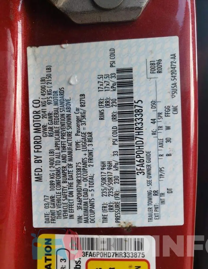 3FA6P0HD7HR333875 Photo# 12