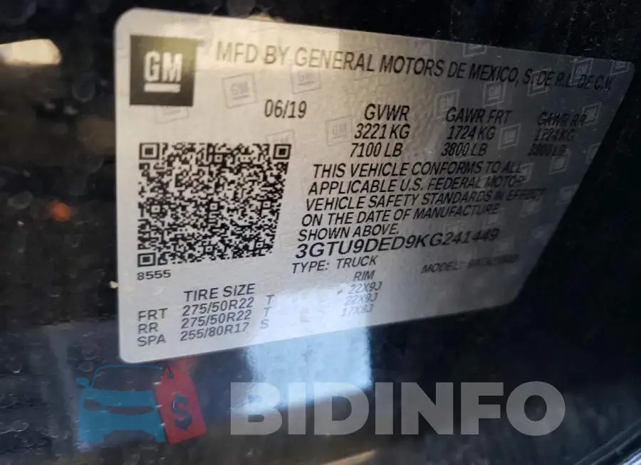 3GTU9DED9KG241449 Photo# 12