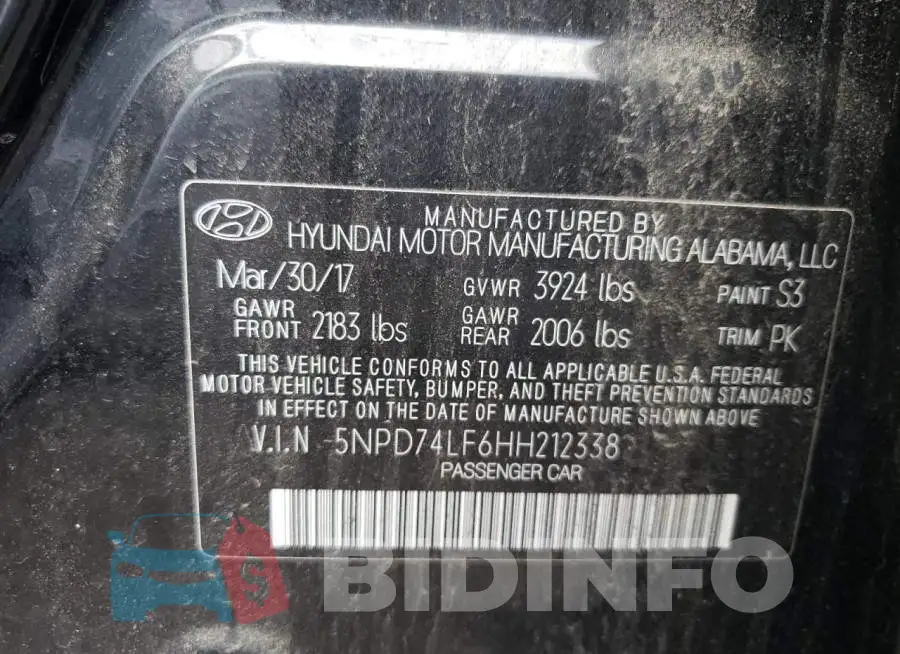 5NPD74LF6HH212338 Photo# 12