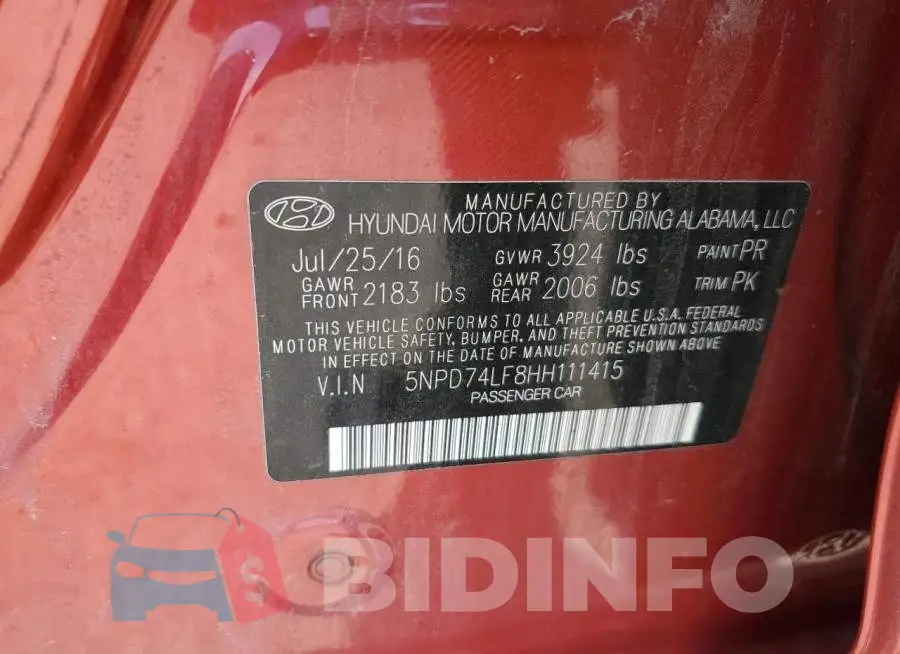 5NPD74LF8HH111415 Photo# 13