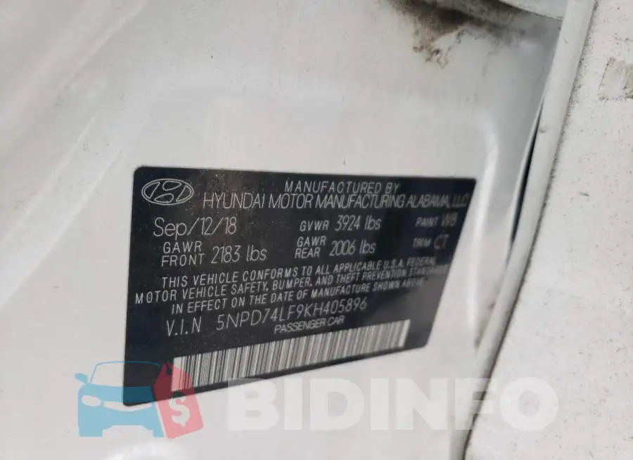 5NPD74LF9KH405896 Photo# 12