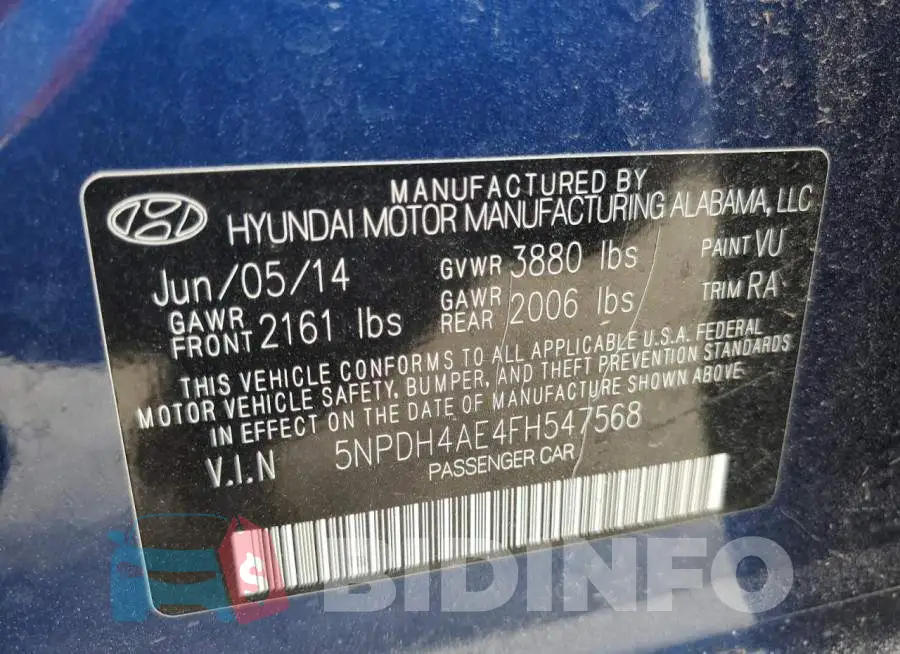5NPDH4AE4FH547568 Photo# 12