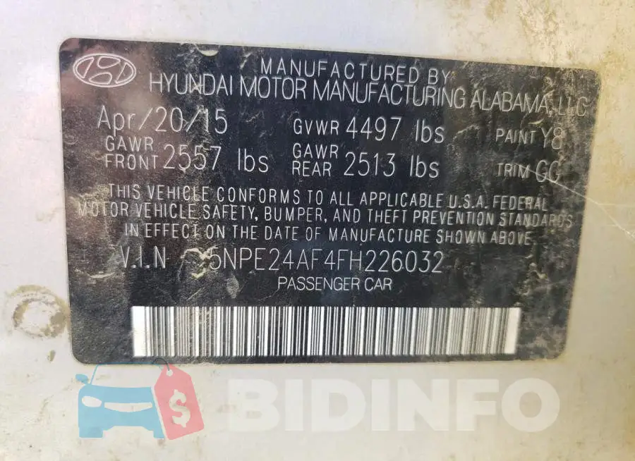 5NPE24AF4FH226032 Photo# 12