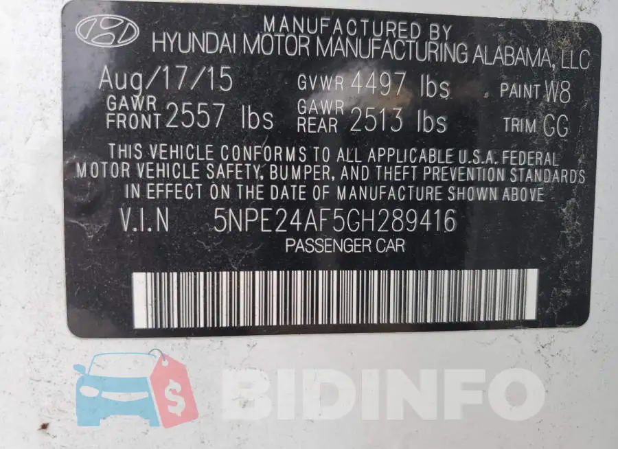 5NPE24AF5GH289416 Photo# 12
