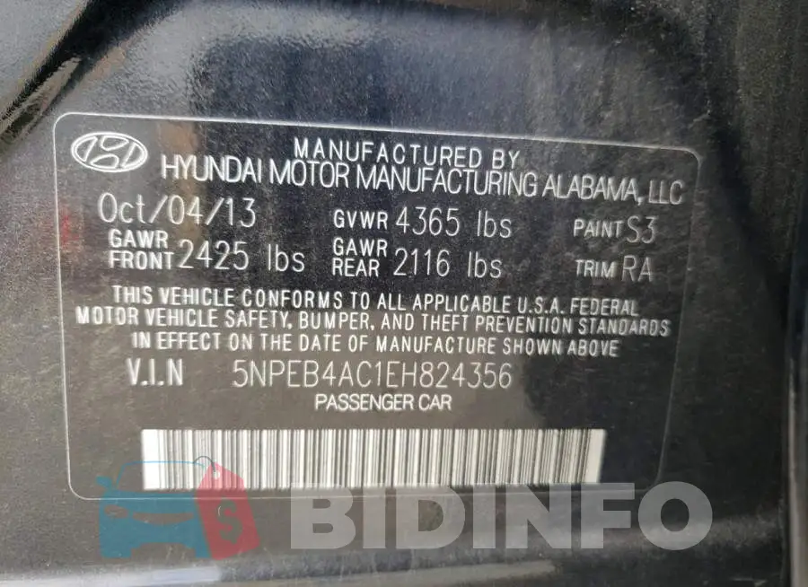 5NPEB4AC1EH824356 Photo# 12