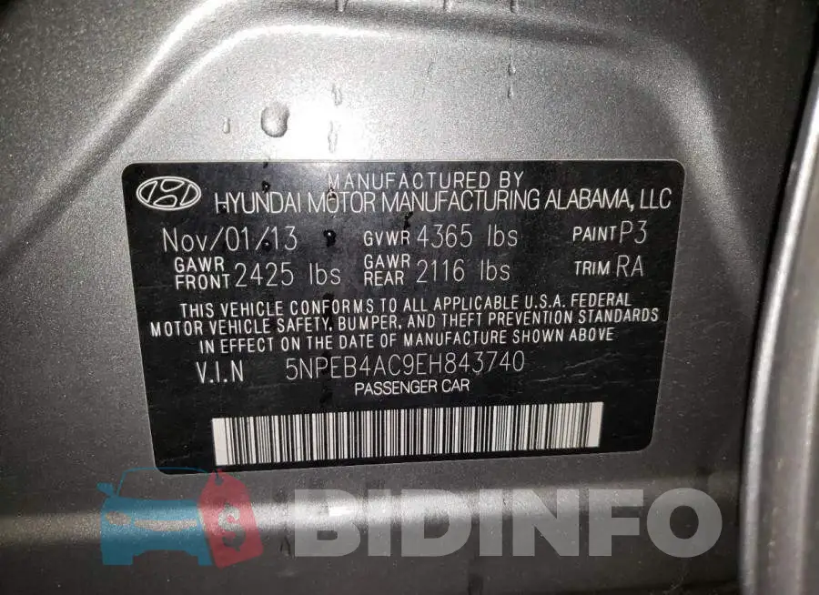 5NPEB4AC9EH843740 Photo# 12