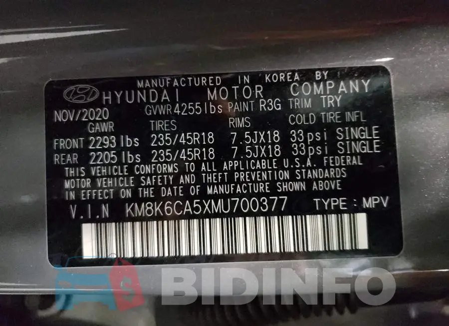 KM8K6CA5XMU700377 Photo# 13