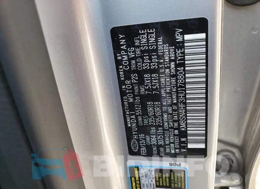 KM8SN4HF3HU178804 Photo# 12
