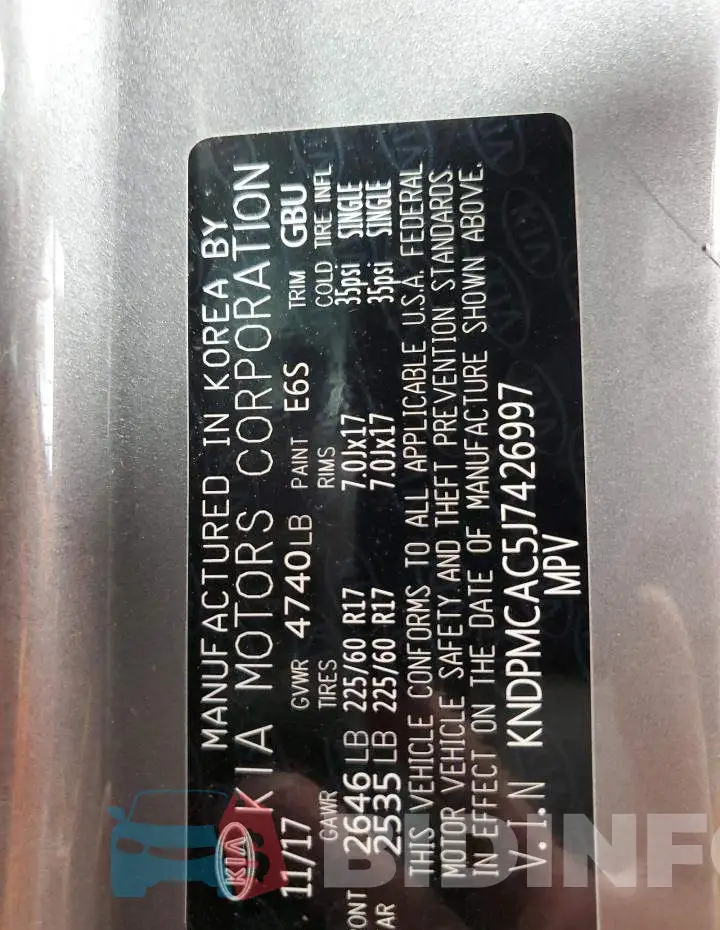 KNDPMCAC5J7426997 Photo# 14