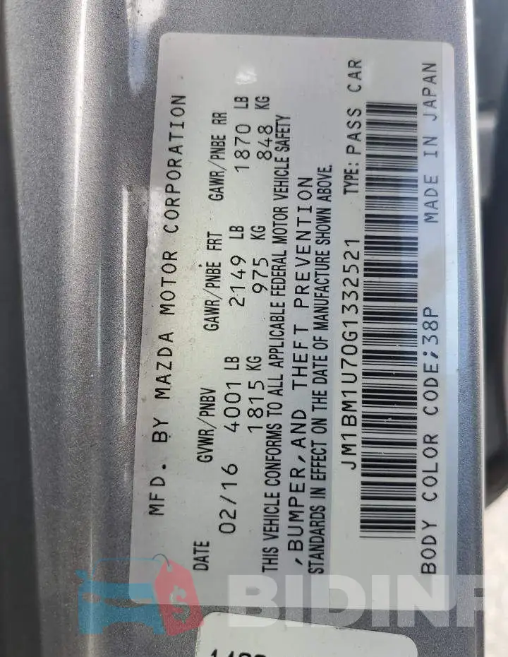 JM1BM1U70G1332521 Photo# 12