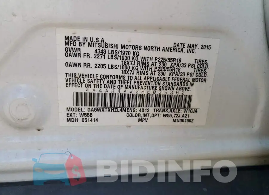 4A4AR4AW2FE036362 Photo# 12
