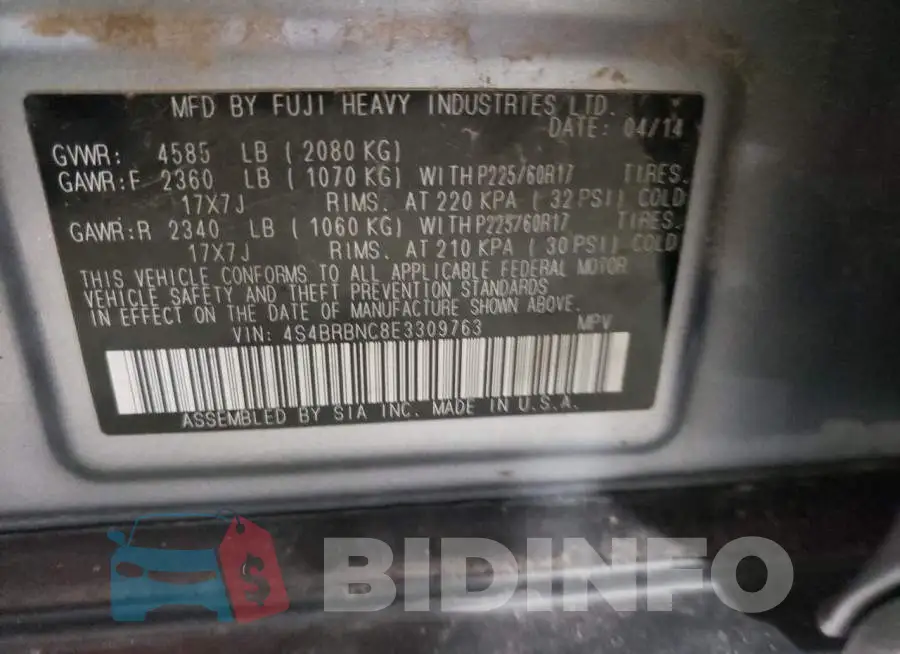 4S4BRBNC8E3309763 Photo# 14