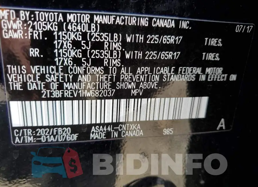 2T3BFREV1HW682037 Photo# 13