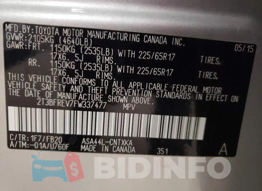 2T3BFREV7FW337477 Photo# 13