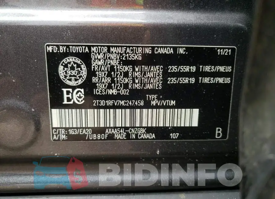 2T3D1RFV7MC247458 Photo# 13