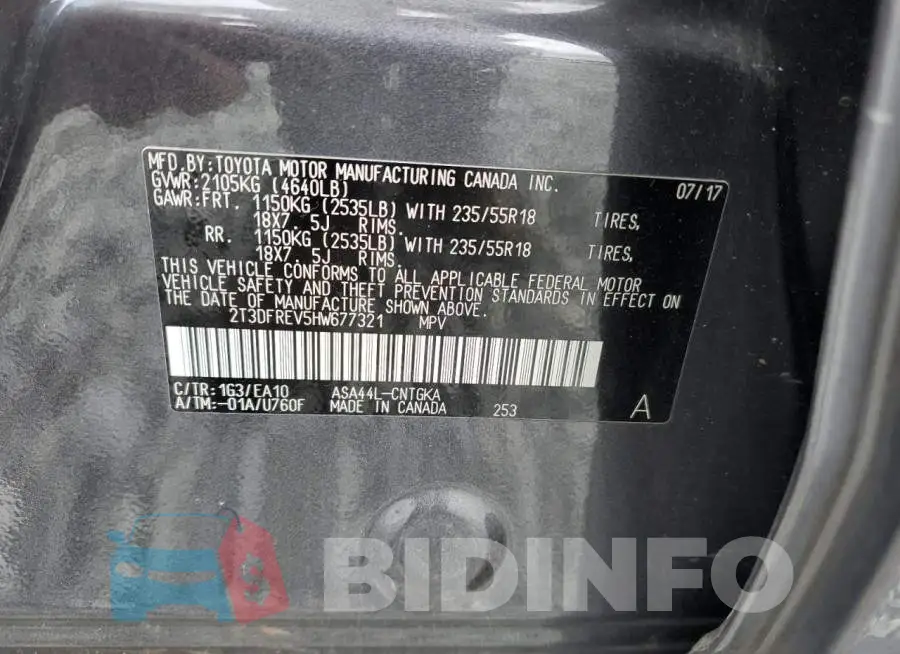 2T3DFREV5HW677321 Photo# 13