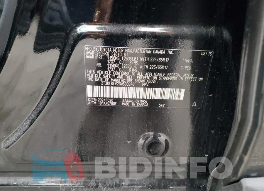 2T3RFREV2GW530376 Photo# 13