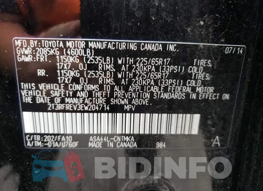 2T3RFREV3EW204714 Photo# 12
