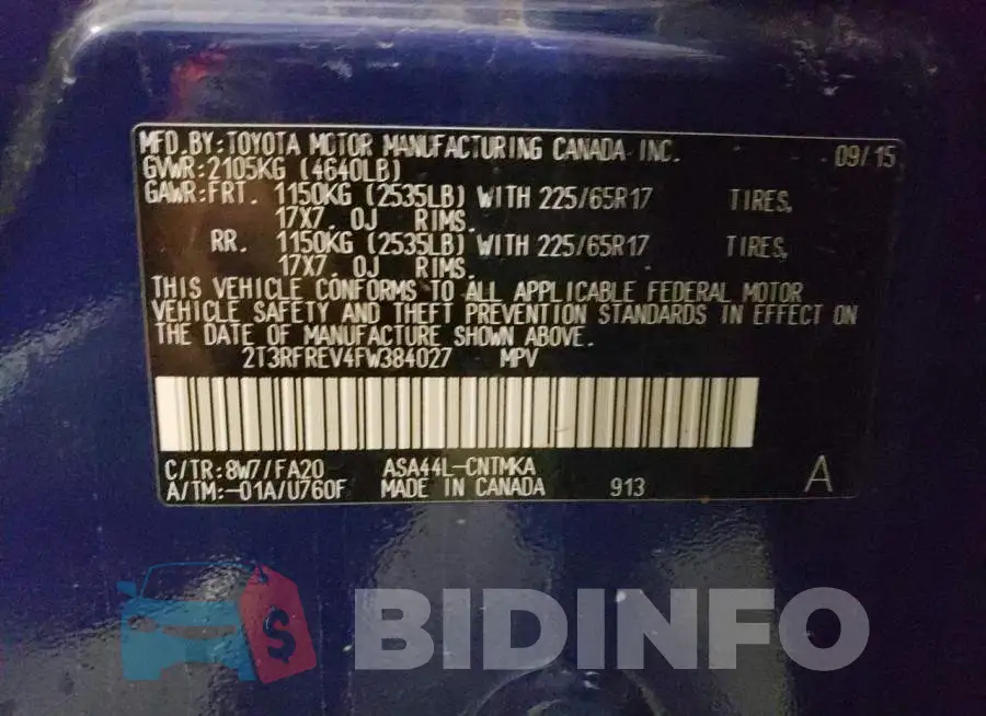 2T3RFREV4FW384027 Photo# 14