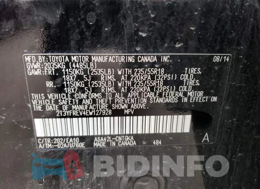 2T3YFREV4EW127928 Photo# 13