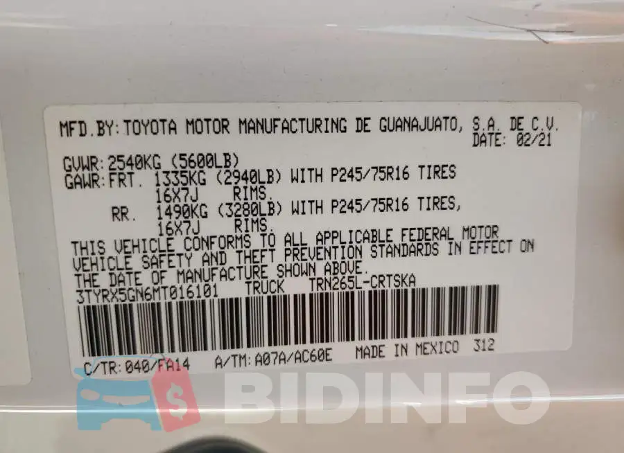 3TYRX5GN6MT016101 Photo# 12