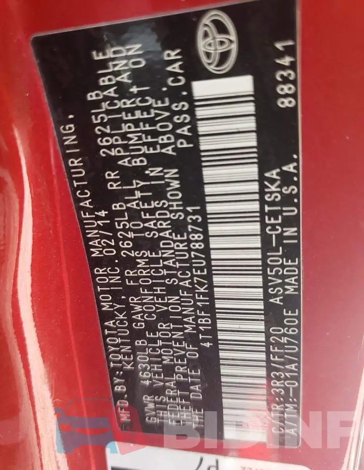 4T1BF1FK7EU788731 Photo# 12