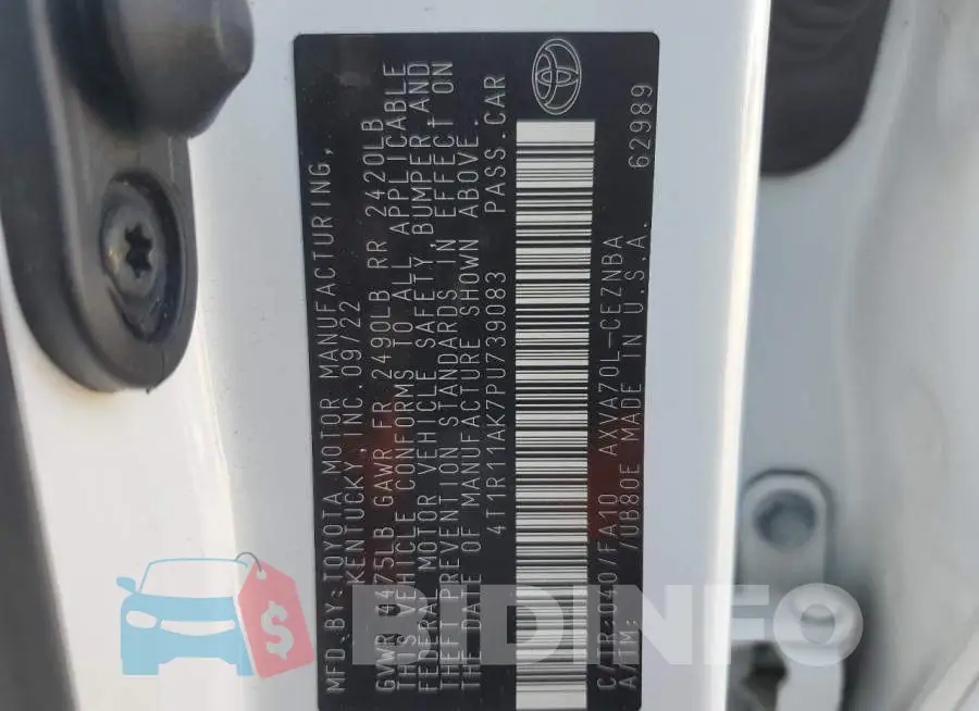 4T1R11AK7PU739083 Photo# 12