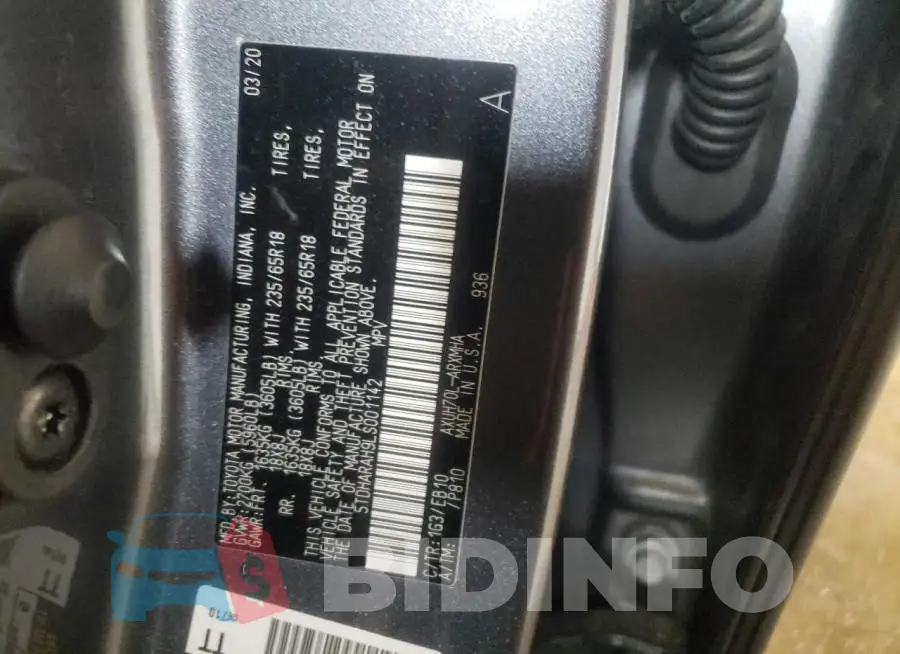 5TDHARAH9LS001142 Photo# 13