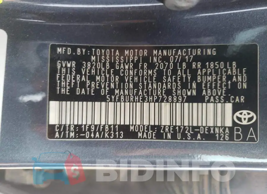 5YFBURHE3HP728897 Photo# 12