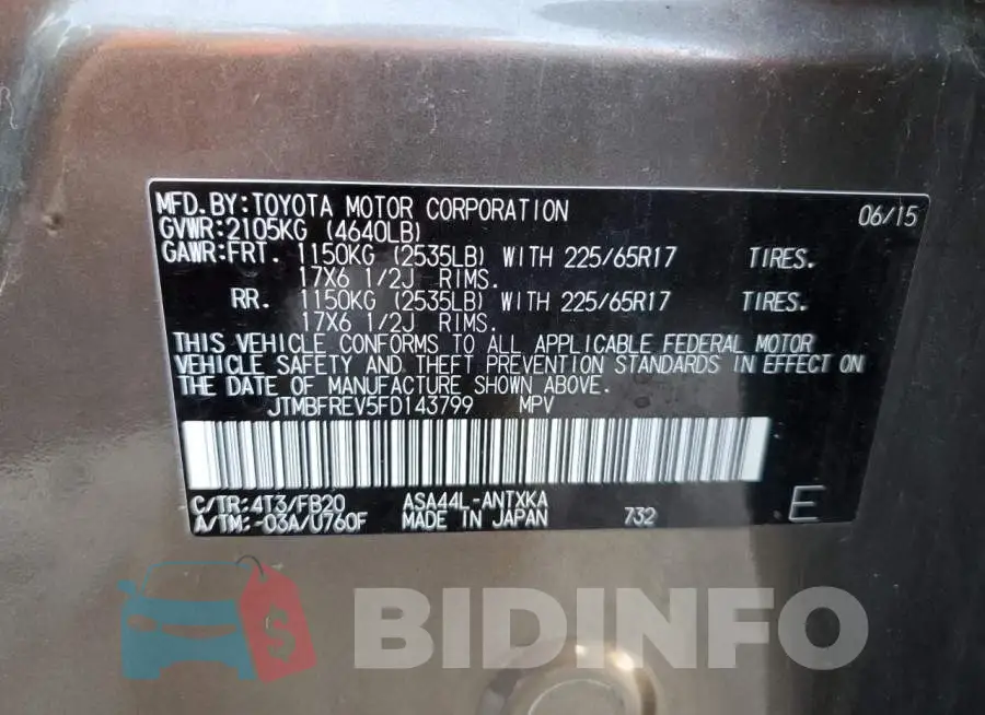 JTMBFREV5FD143799 Photo# 13