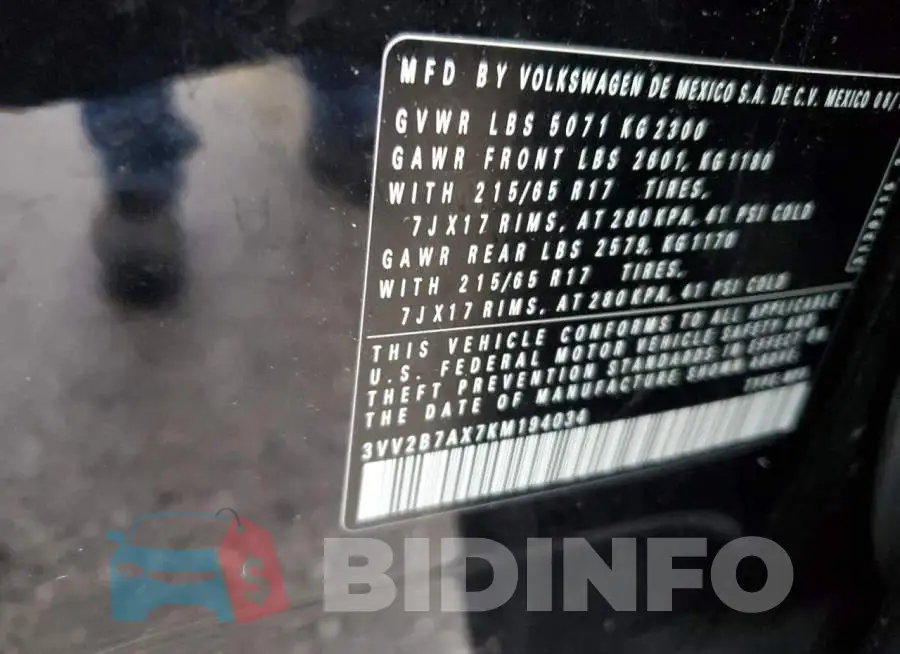 3VV2B7AX7KM194034 Photo# 12