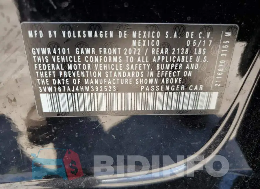 3VW167AJ4HM392523 Photo# 12