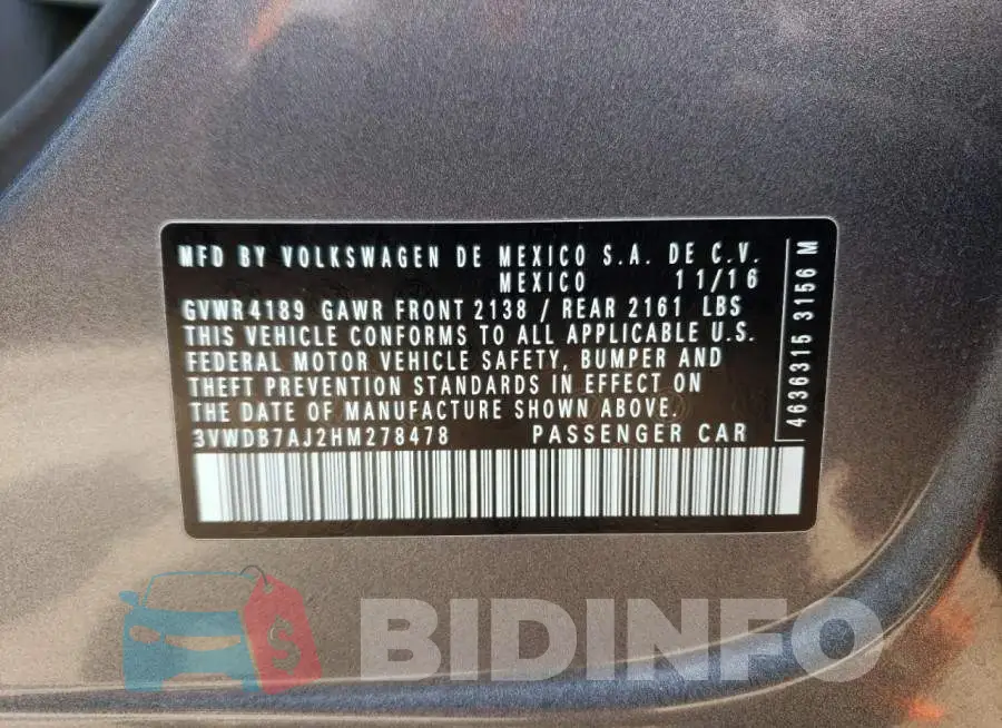 3VWDB7AJ2HM278478 Photo# 12