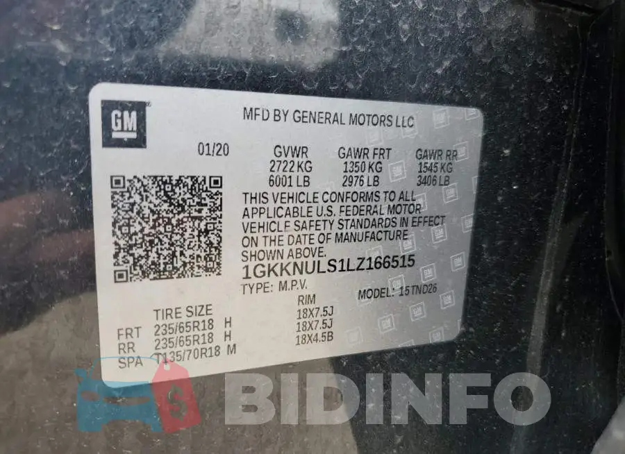1GKKNULS1LZ166515 Photo# 12