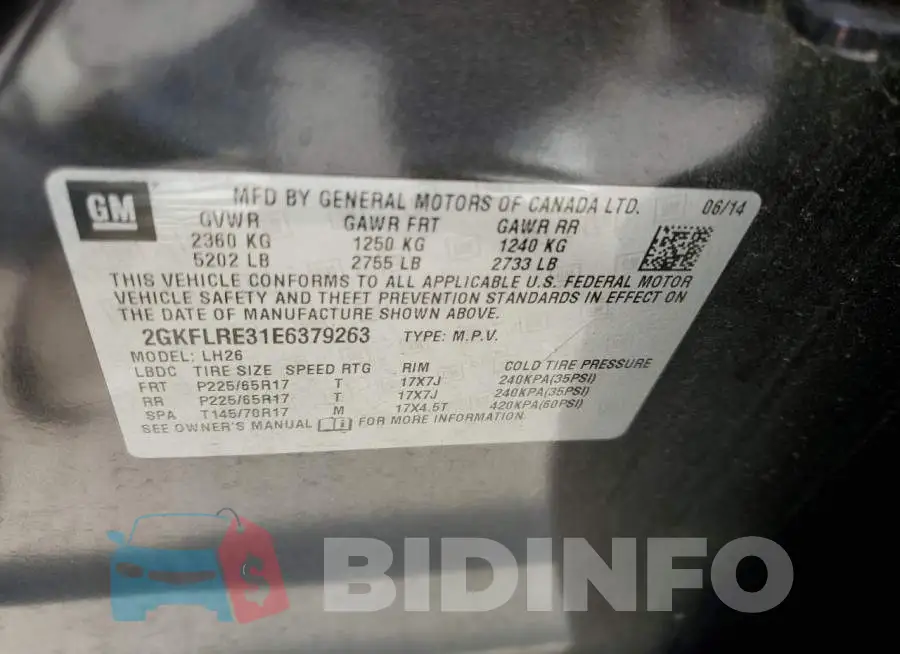 2GKFLRE31E6379263 Photo# 13