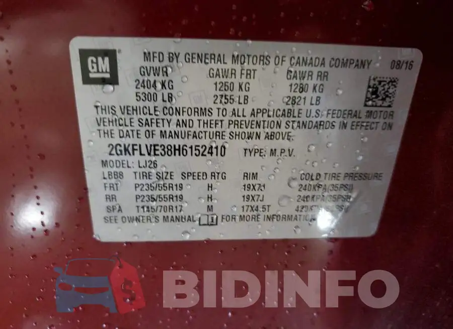 2GKFLVE38H6152410 Photo# 13