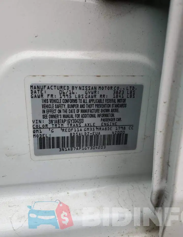 3N1AB7AP1GY304203 Photo# 12