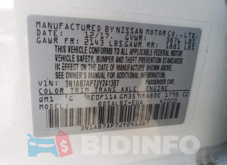3N1AB7AP7JY241387 Photo# 12