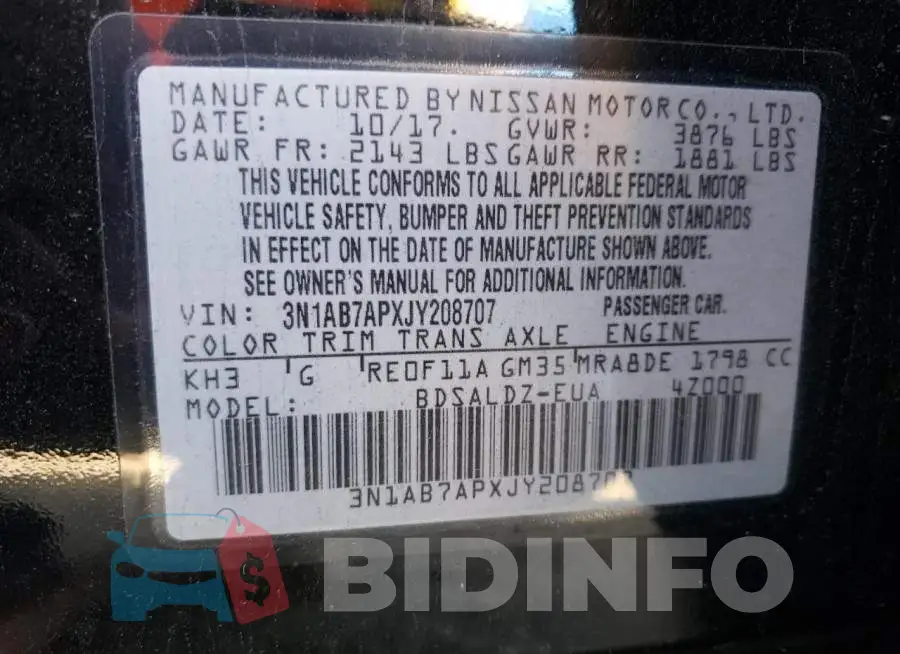 3N1AB7APXJY208707 Photo# 12
