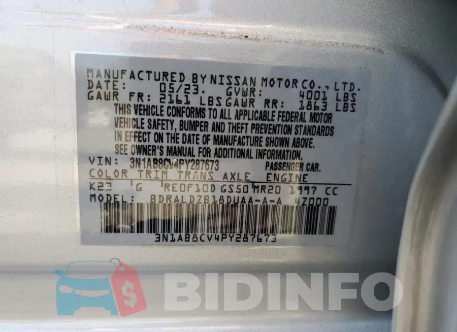 3N1AB8CV4PY287673 Photo# 12