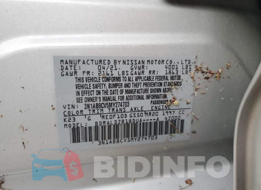 3N1AB8CV5MY274703 Photo# 12