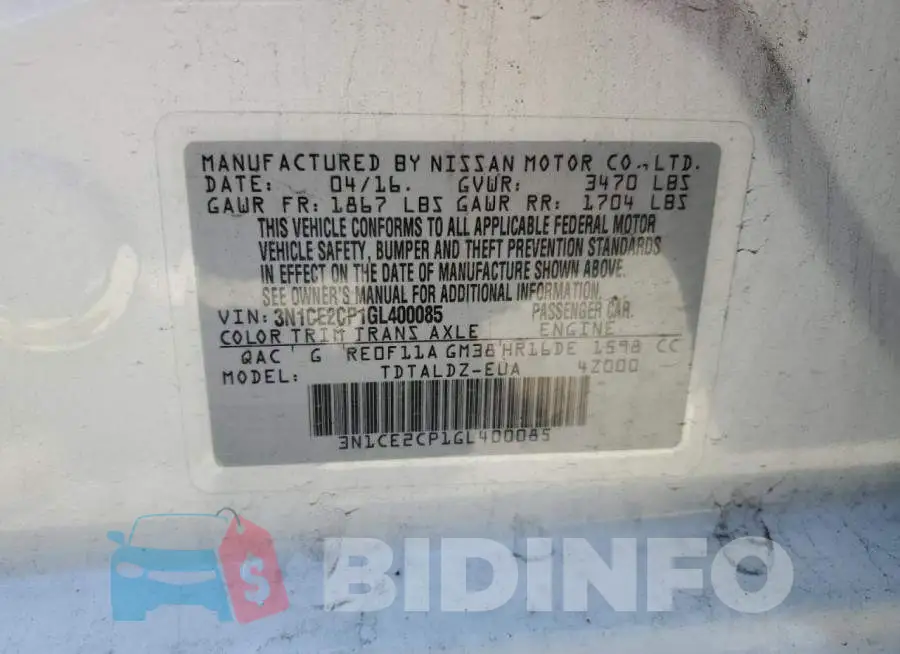 3N1CE2CP1GL400085 Photo# 13