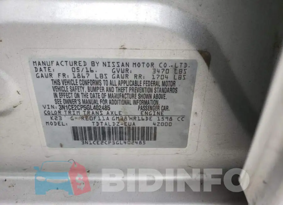 3N1CE2CP5GL402485 Photo# 12
