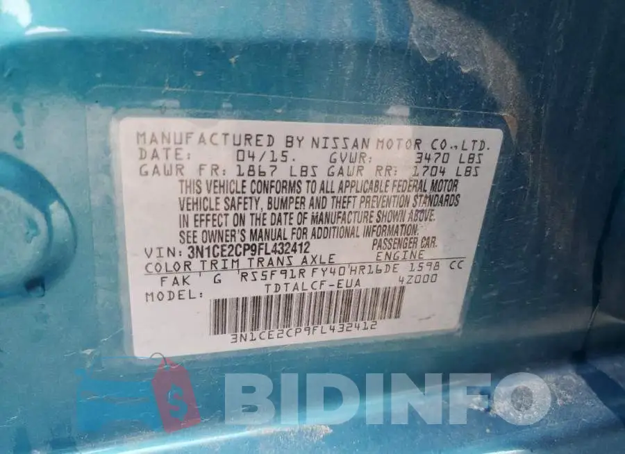 3N1CE2CP9FL432412 Photo# 12