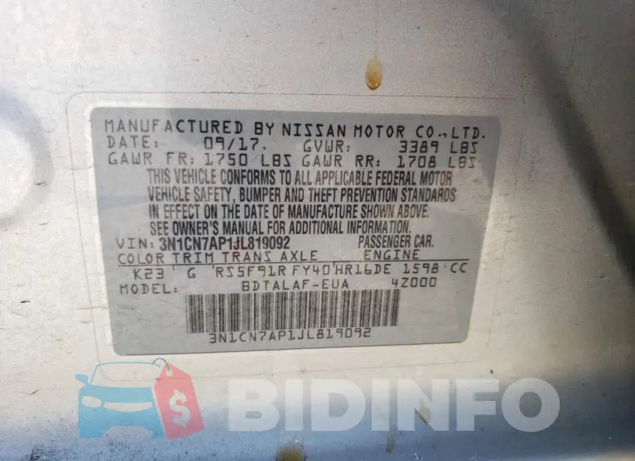 3N1CN7AP1JL819092 Photo# 12