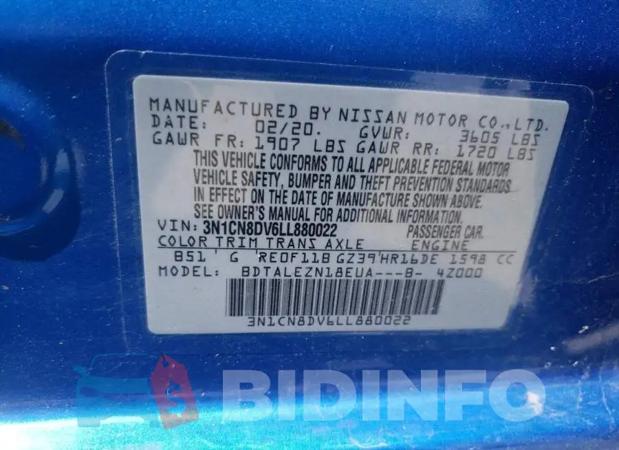 3N1CN8DV6LL880022 Photo# 12
