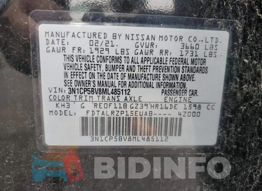 3N1CP5BV8ML485112 Photo# 12