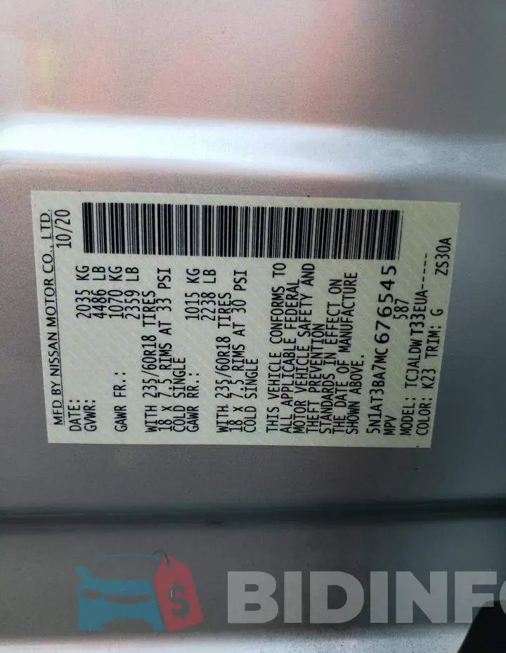 5N1AT3BA7MC676545 Photo# 12