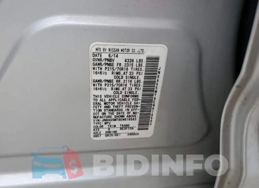 JN8AS5MT9EW616563 Photo# 12