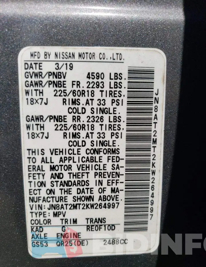 JN8AT2MT2KW264997 Photo# 14